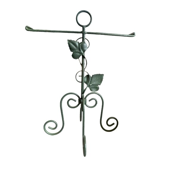 Decorative Green Metal Jewelry Holder Stand With Leaf Design - Picture 1 of 5